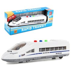 Инерционный поезд скоростной Rapid Transit Y12343095, яркая подсветка, звуки езды поезда, гудка, 22х5х4 см, инерционная машинка Play Smart
