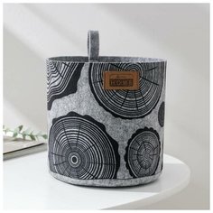 Органайзер для хранения "Корзинка"EcoPrint"Спил". светло- серый.17х17х16см. 3л 7024746 EVA