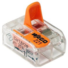 Клемма на 2 пров. 221-412 (0,2-4мм) рычажковая мини без пасты (100шт/упак) WAGO