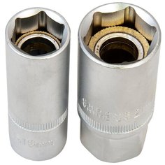 Головки шестигранные 1/2" для свечей зажигания с магнитом 16,21мм 2 предмета "AV Steel