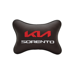 Подушка на подголовник экокожа Coffee с логотипом автомобиля KIA Sorento Vital Technologies