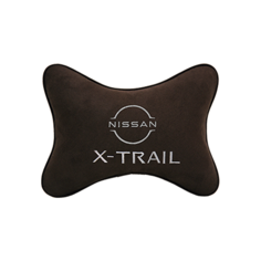 Подушка на подголовник алькантара Coffee с логотипом автомобиля NISSAN X- Trail (new) Vital Technologies