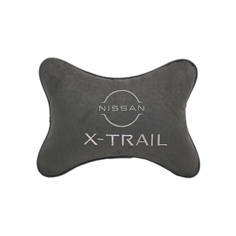 Подушка на подголовник алькантара D. Grey с логотипом автомобиля NISSAN X- Trail (new) Vital Technologies