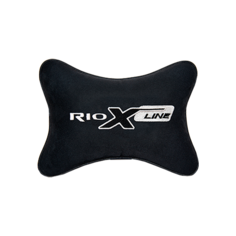 Подушка на подголовник алькантара Black с логотипом автомобиля KIA Rio X- Line Vital Technologies