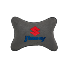 Подушка на подголовник алькантара D. Grey с логотипом автомобиля SUZUKI Jimny Vital Technologies