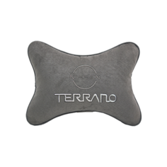 Подушка на подголовник алькантара L. Grey с логотипом автомобиля NISSAN Terrano (new) Vital Technologies