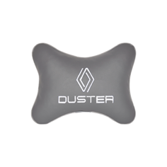Подушка на подголовник экокожа L. Grey с логотипом автомобиля RENAULT DUSTER new Vital Technologies