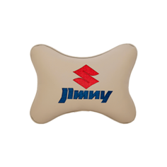 Подушка на подголовник экокожа Beige с логотипом автомобиля Jimny Vital Technologies