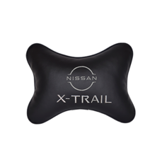 Подушка на подголовник экокожа Black с логотипом автомобиля NISSAN X- Trail (new) Vital Technologies