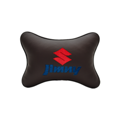 Подушка на подголовник экокожа Coffee с логотипом автомобиля SUZUKI Jimny Vital Technologies