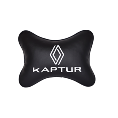 Подушка на подголовник экокожа Black с логотипом автомобиля RENAULT KAPTUR new Vital Technologies
