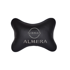 Подушка на подголовник экокожа Black с логотипом автомобиля NISSAN Almera (new) Vital Technologies