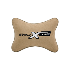 Подушка на подголовник алькантара Beige с логотипом автомобиля KIA Rio X- Line Vital Technologies