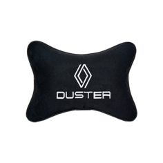 Подушка на подголовник алькантара Black с логотипом автомобиля RENAULT DUSTER new Vital Technologies