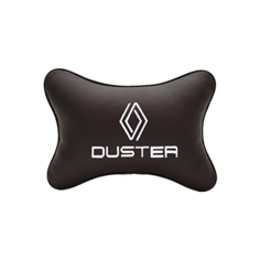 Подушка на подголовник экокожа Coffee с логотипом автомобиля RENAULT DUSTER new Vital Technologies