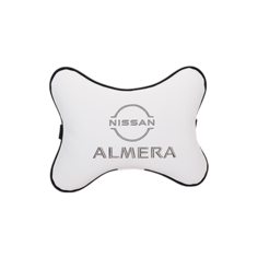 Подушка на подголовник экокожа Milk с логотипом автомобиля NISSAN Almera (new) Vital Technologies