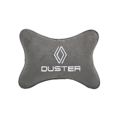 Подушка на подголовник алькантара L. Grey с логотипом автомобиля RENAULT DUSTER new Vital Technologies