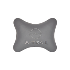 Подушка на подголовник экокожа L. Grey с логотипом автомобиля NISSAN X- Trail (new) Vital Technologies