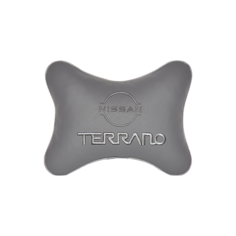 Подушка на подголовник экокожа L. Grey с логотипом автомобиля NISSAN Terrano (new) Vital Technologies