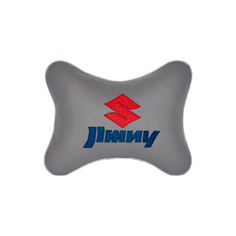 Подушка на подголовник экокожа L. Grey с логотипом автомобиля Jimny Vital Technologies