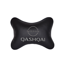 Подушка на подголовник экокожа Black с логотипом автомобиля NISSAN QASHQAI (new) Vital Technologies
