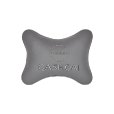 Подушка на подголовник экокожа L. Grey с логотипом автомобиля NISSAN QASHQAI (new) Vital Technologies