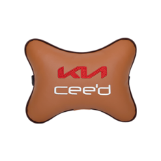 Автомобильная подушка на подголовник экокожа Fox с логотипом автомобиля Ceed Vital Technologies