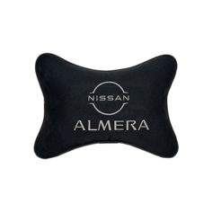 Подушка на подголовник алькантара Black с логотипом автомобиля NISSAN Almera (new) Vital Technologies