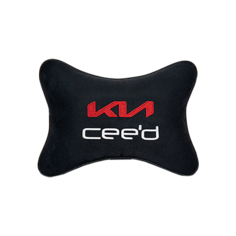 Автомобильная подушка на подголовник алькантара Black с логотипом автомобиля Ceed Vital Technologies