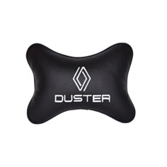 Подушка на подголовник экокожа Black с логотипом автомобиля RENAULT DUSTER new Vital Technologies