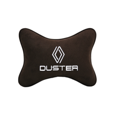 Подушка на подголовник алькантара Coffee с логотипом автомобиля RENAULT DUSTER new Vital Technologies