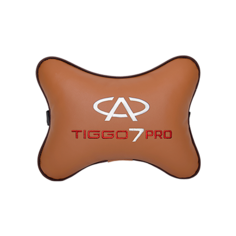Подушка на подголовник экокожа Fox с логотипом автомобиля CHERY Tiggo 7 PRO Vital Technologies