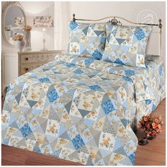 Комплекты постельного белья (кпб) бязь Лоскутная мозаика голубой 2.0- спальный Артпостель