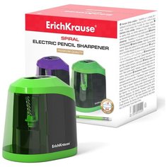 Точилка электрическая ErichKrause® Spiral с контейнером, цвет корпуса ассорти (в коробке по 1 шт