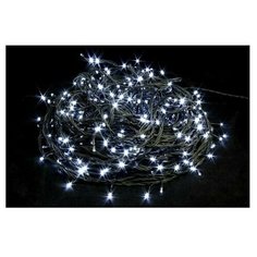 Новогодняя гирлянда светодиодная Christmas Light на елку или для декора, 14 м, темный провод, холодный белый, контроллер режимов свечения