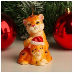 Дарим Красиво Свеча новогодняя декоративная "Тигрица с тигренком", 6,8х7х9 см