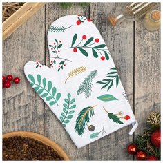 Этель Варежка- прихватка Сhristmas leaves 20х28см, репс, 100% х/л, ватин 250г/м2