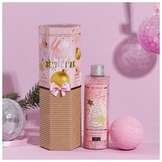 Чистое счастье Набор "Happy new year" соль во флаконе 220 г, бомбочка для ванн 130 г, ягодный десерт
