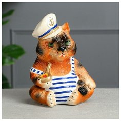 Керамика ручной работы Копилка "Тигр моряк", 22 см