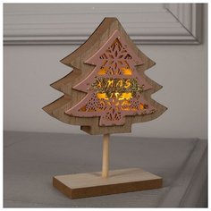 Luazon Lighting Фигура дерев. "Елка новогодняя", 16 см, LR44 (в компл, тёплое белое