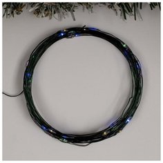 Luazon Lighting Гирлянда "Нить" 5 м роса, IP20, зелёная нить, 50 LED, свечение мульти, 2 режима, 3 х AA