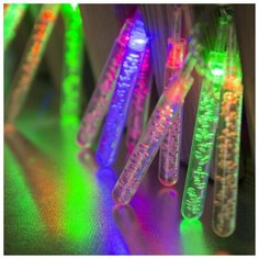 Luazon Lighting Гирлянда "Нить" 5 м с насадками "Сосульки с пузырьками", IP20, прозрачная нить, 20 LED, свечение мульти, мигание, 220 В