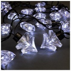 Luazon Lighting Гирлянда "Нить" улично- комнатная с насадками "Ель большая", 5м, LED(IP44)-40-220V, 8 режимов, нить тёмная, свечение белое