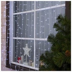 Luazon Lighting Гирлянда "Занавес" 2 х 6 м , IP44, УМС, белая нить, 1440 LED, свечение белое, 220 В