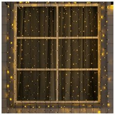 Luazon Lighting Гирлянда "Занавес" 2 х 3 м , IP44, УМС, тёмная нить, 800 LED, свечение тёплое белое, фиксинг, 24 В