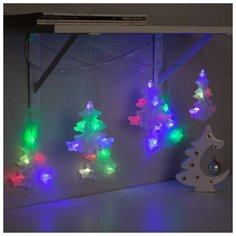 Luazon Lighting Гирлянда "Нить" 2 м с насадками "Ёлка матовая", IP20, прозрачная нить, 30 LED, свечение RG/RB, мигание, 220 В