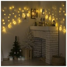 Luazon Lighting Гирлянда "Бахрома- арка" 2.5 х 1.2 м , IP20, прозрачная нить, 136 LED, свечение тёплое белое, 8 режимов, 220 В