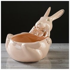 Конфетница "Кролик". бежевая. 14 см 5231239 Керамика ручной работы