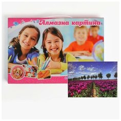 Алмазная мозаика с подрамником, полное заполнение, 20 × 30 см «Поле цвета фуксия Сима ленд