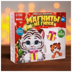 Школа талантов Магниты из гипса «Загадай желание», 2 формы (тигрёнок и подарок)